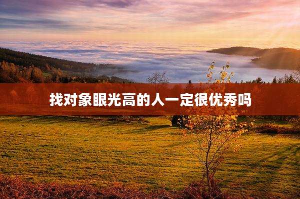 找对象眼光高的人一定很优秀吗