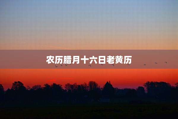 农历腊月十六日老黄历