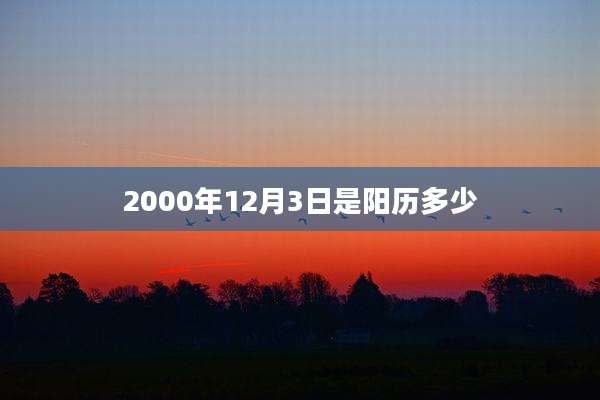 2000年12月3日是阳历多少