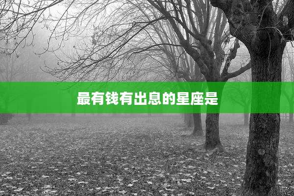 最有钱有出息的星座是