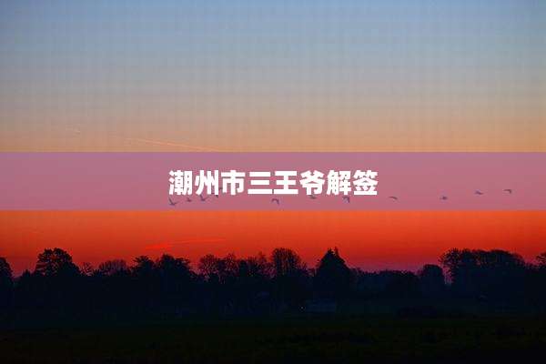 潮州市三王爷解签