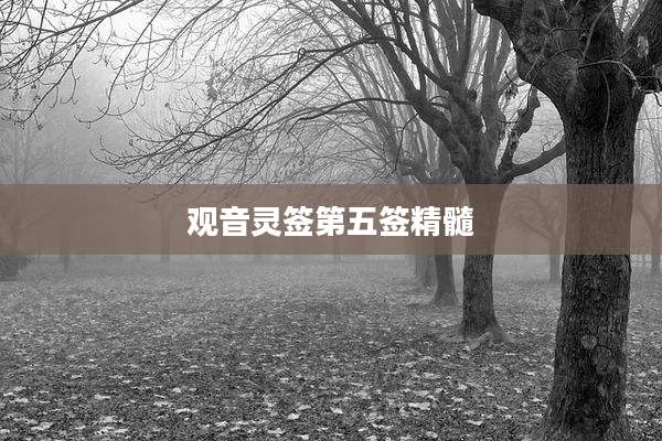 观音灵签第五签精髓