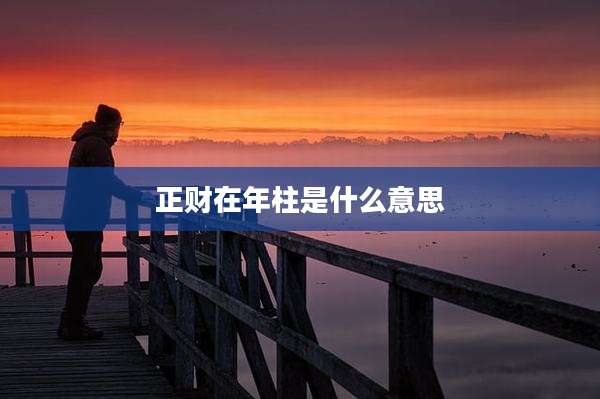 正财在年柱是什么意思
