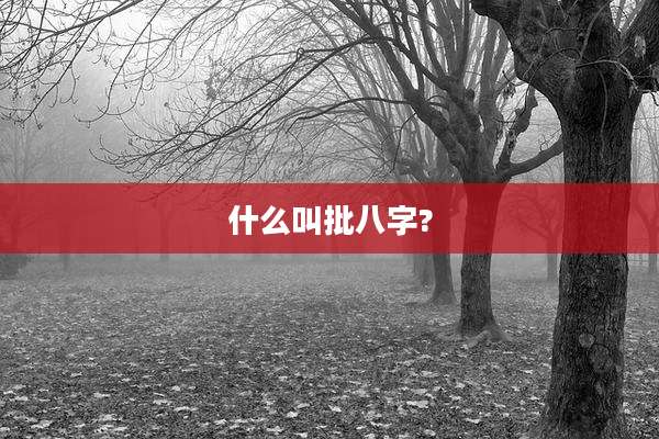 什么叫批八字?
