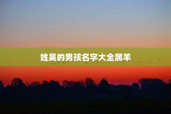 姓吴的男孩名字大全属羊