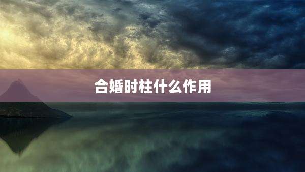 合婚时柱什么作用