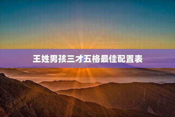 王姓男孩三才五格最佳配置表