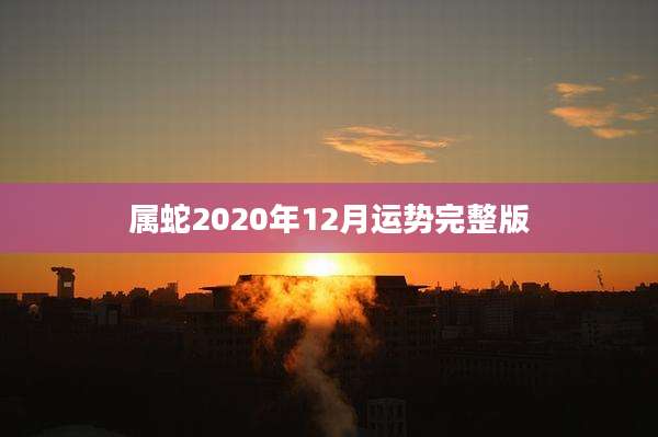 属蛇2020年12月运势完整版