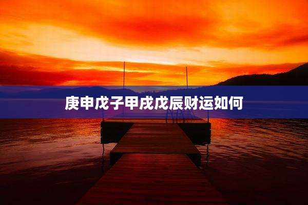 庚申戊子甲戌戊辰财运如何