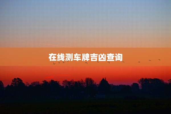 在线测车牌吉凶查询