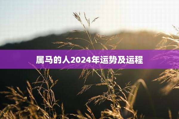 属马的人2024年运势及运程