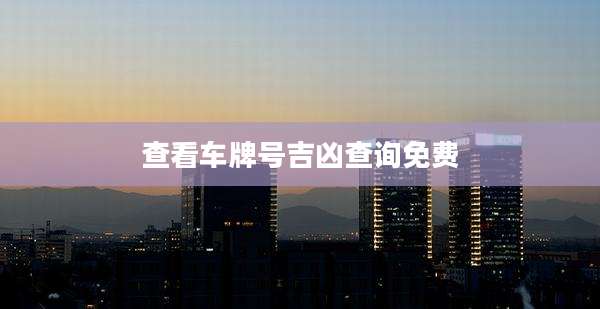 查看车牌号吉凶查询免费
