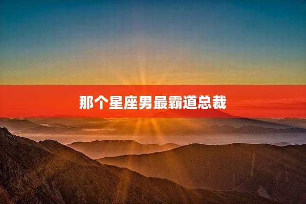 那个星座男最霸道总裁