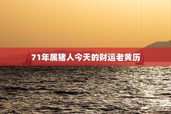 71年属猪人今天的财运老黄历
