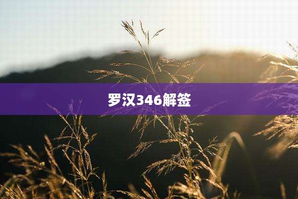 罗汉346解签