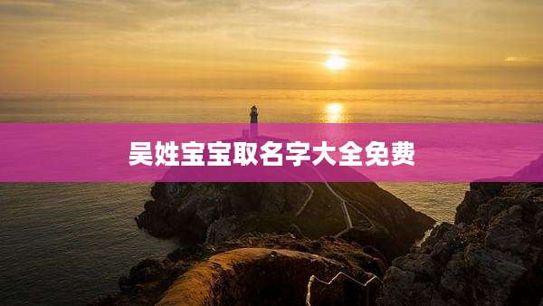 吴姓宝宝取名字大全免费