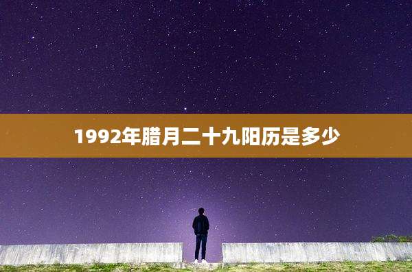 1992年腊月二十九阳历是多少