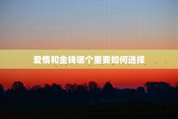 爱情和金钱哪个重要如何选择