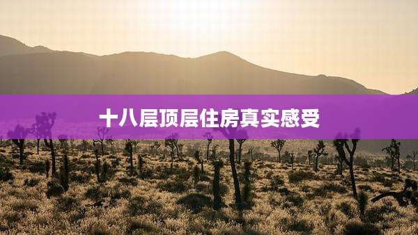 十八层顶层住房真实感受