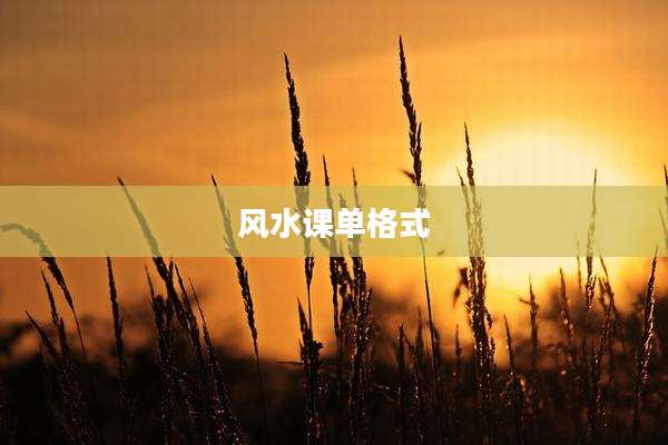 风水课单格式