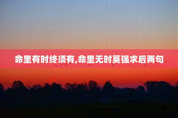 命里有时终须有,命里无时莫强求后两句