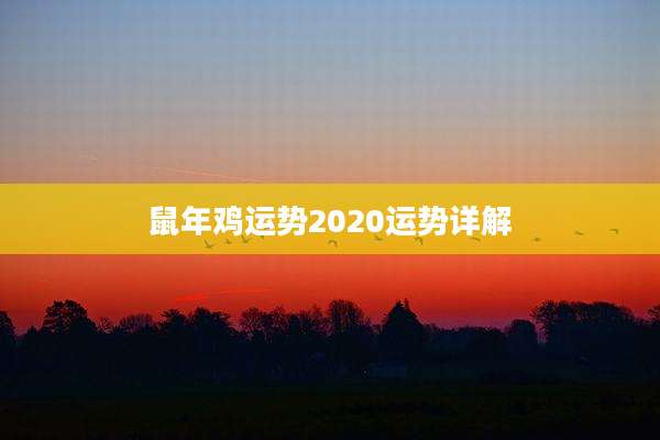 鼠年鸡运势2020运势详解