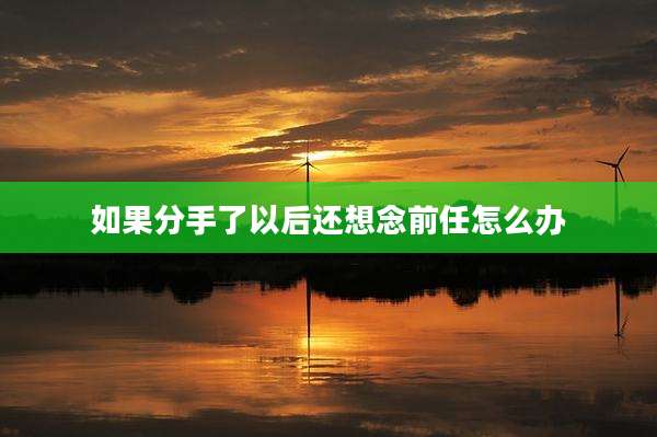 如果分手了以后还想念前任怎么办