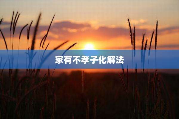 家有不孝子化解法
