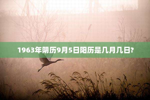1963年阴历9月5日阳历是几月几日?
