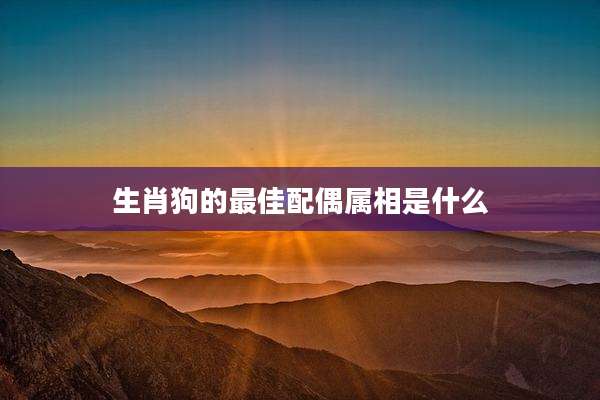 生肖狗的最佳配偶属相是什么