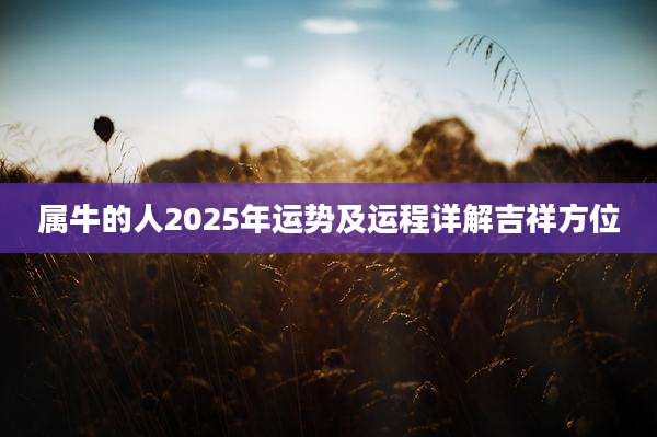 属牛的人2025年运势及运程详解吉祥方位