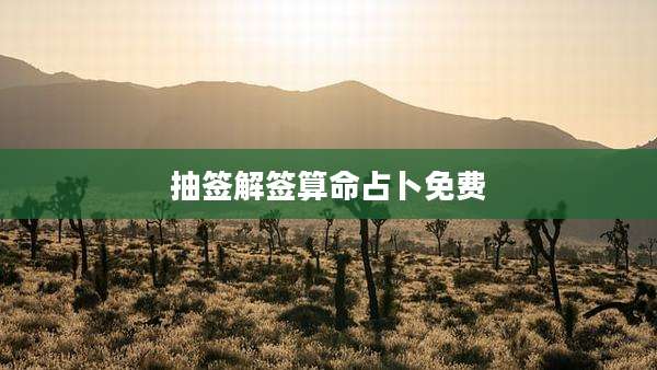 抽签解签算命占卜免费