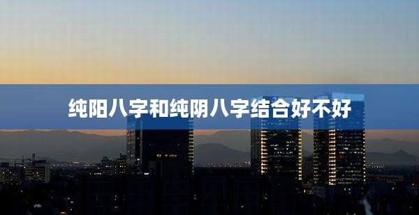 纯阳八字和纯阴八字结合好不好