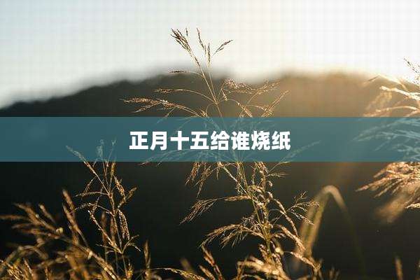正月十五给谁烧纸