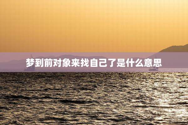 梦到前对象来找自己了是什么意思
