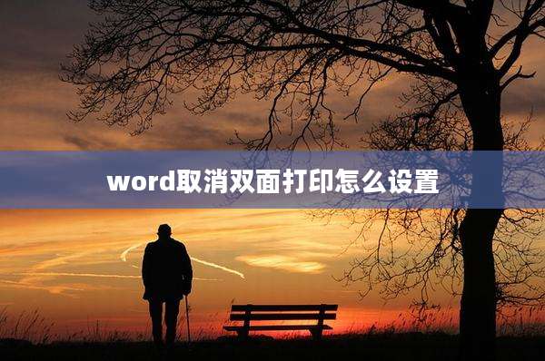 word取消双面打印怎么设置