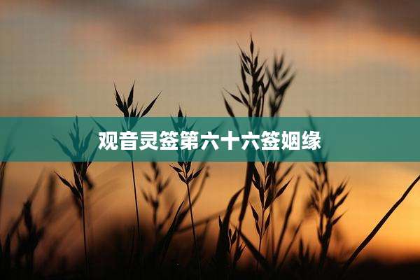 观音灵签第六十六签姻缘