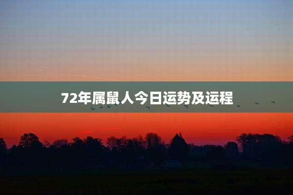 72年属鼠人今日运势及运程