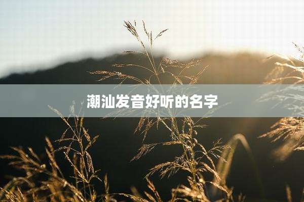 潮汕发音好听的名字