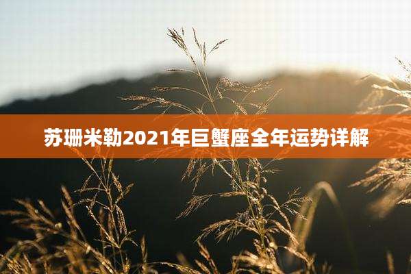 苏珊米勒2021年巨蟹座全年运势详解