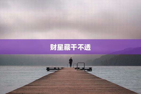财星藏干不透