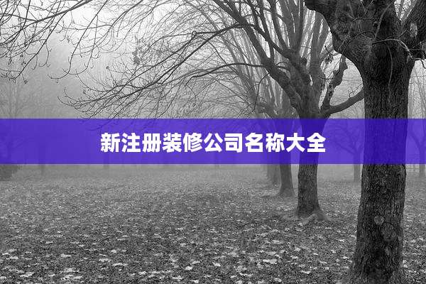 新注册装修公司名称大全