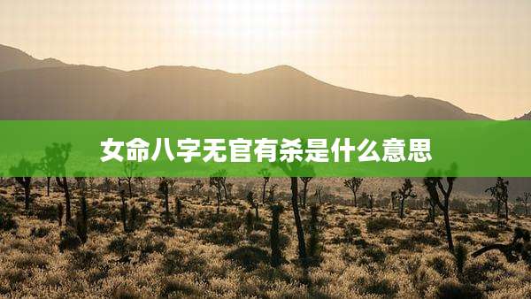 女命八字无官有杀是什么意思