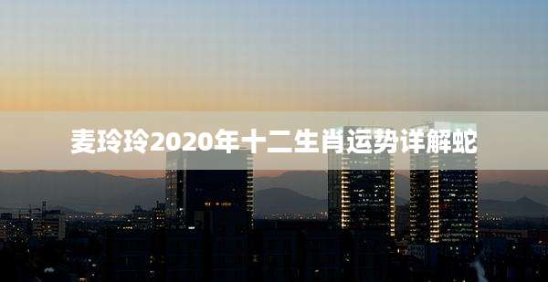 麦玲玲2020年十二生肖运势详解蛇