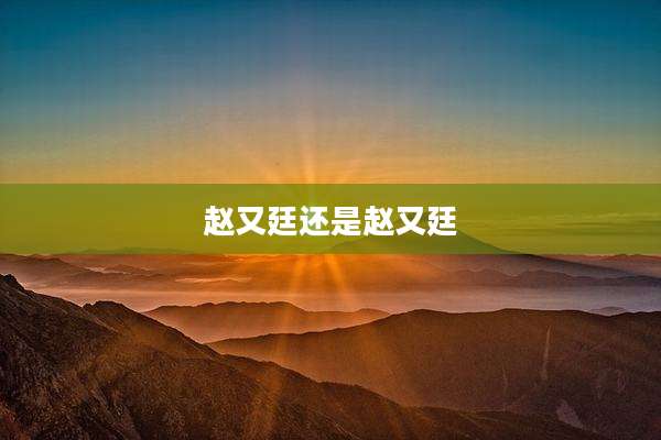 赵又廷还是赵又廷