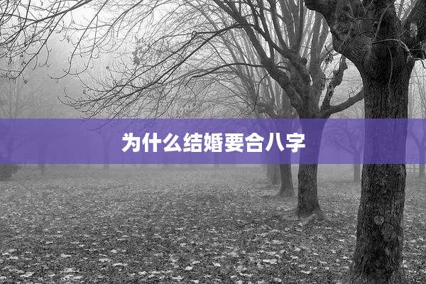 为什么结婚要合八字