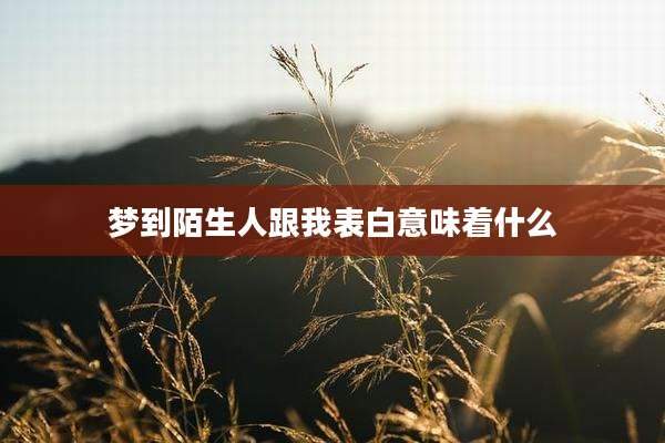 梦到陌生人跟我表白意味着什么