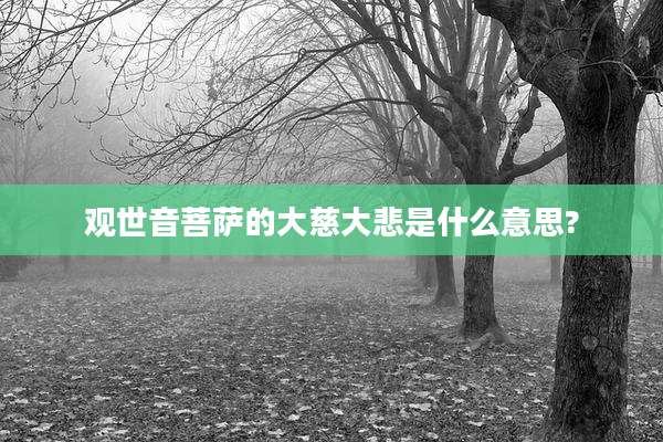 观世音菩萨的大慈大悲是什么意思?