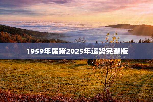1959年属猪2025年运势完整版
