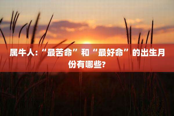 属牛人:“最苦命”和“最好命”的出生月份有哪些?